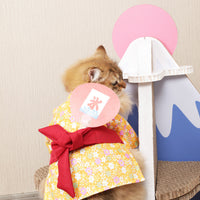HKM-3239869 Japanese Style Yukata Kimono for Pets in Orange and Blue - One Size Fits Most