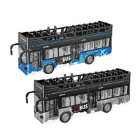 HKM-323987 Inertia Double Decker Bus Toy with Lights and Sound - Friction Powered Vehicle for Kids