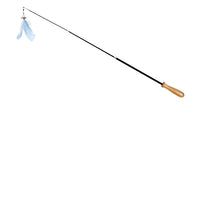HKM-3240125 Retractable Funny Cat Toy with Feather and Wooden Handle - Adjustable 42-93cm