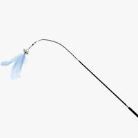 HKM-3240125 Retractable Funny Cat Toy with Feather and Wooden Handle - Adjustable 42-93cm