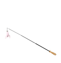 HKM-3240125 Retractable Funny Cat Toy with Feather and Wooden Handle - Adjustable 42-93cm