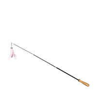 HKM-3240125 Retractable Funny Cat Toy with Feather and Wooden Handle - Adjustable 42-93cm