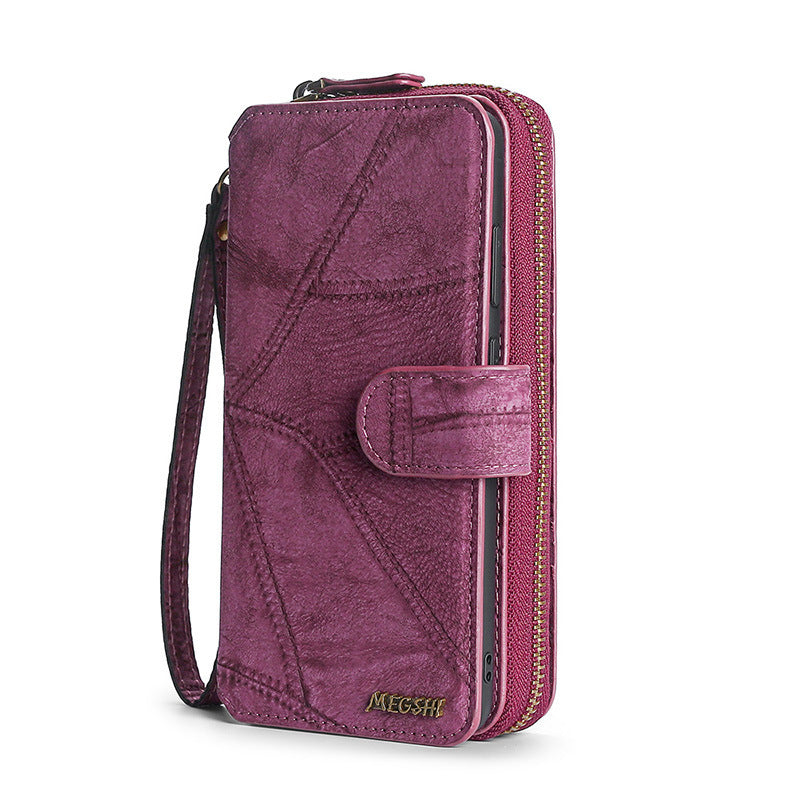 HKM-324051 Leather Wallet Case for Samsung S7, S8, S9, S10, Note8, Note20, A21S, M21 Series in Black, Gray, Wine Red