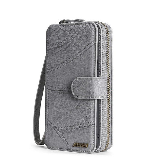 HKM-324051 Leather Wallet Case for Samsung S7, S8, S9, S10, Note8, Note20, A21S, M21 Series in Black, Gray, Wine Red
