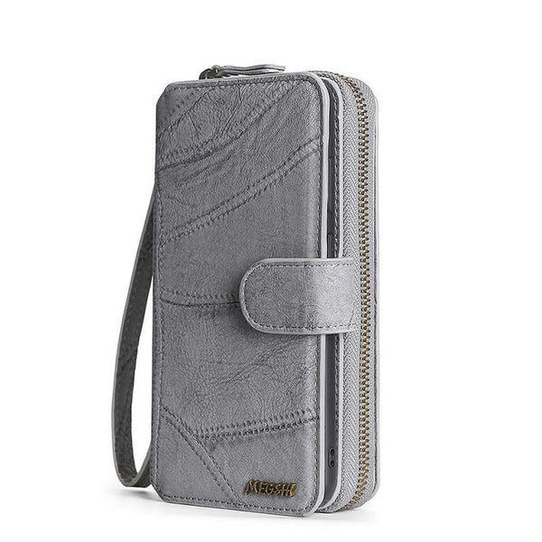 HKM-324051 Leather Wallet Case for Samsung S7, S8, S9, S10, Note8, Note20, A21S, M21 Series in Black, Gray, Wine Red