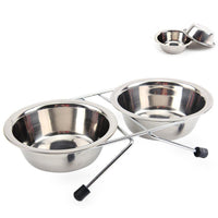HKM-324179 Stainless Steel Non-Slip Pet Bowl with Bracket - Available in Small, Medium, and Large Sizes