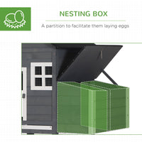 HKM-3242941 84" Gray Wooden Chicken Coop with Run, Nesting Box, Removable Tray & Ramp for Up to 3 Chickens