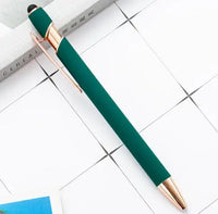 HKM-324307 2 in 1 Multifunctional Stylus and Metal Ballpoint Pen with Custom Logo, Soft Touch Rubber Body, Rose Gold Finish