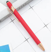 HKM-324307 2 in 1 Multifunctional Stylus and Metal Ballpoint Pen with Custom Logo, Soft Touch Rubber Body, Rose Gold Finish