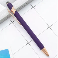 HKM-324307 2 in 1 Multifunctional Stylus and Metal Ballpoint Pen with Custom Logo, Soft Touch Rubber Body, Rose Gold Finish