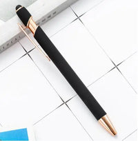 HKM-324307 2 in 1 Multifunctional Stylus and Metal Ballpoint Pen with Custom Logo, Soft Touch Rubber Body, Rose Gold Finish