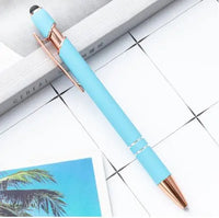 HKM-324307 2 in 1 Multifunctional Stylus and Metal Ballpoint Pen with Custom Logo, Soft Touch Rubber Body, Rose Gold Finish