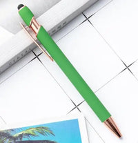 HKM-324307 2 in 1 Multifunctional Stylus and Metal Ballpoint Pen with Custom Logo, Soft Touch Rubber Body, Rose Gold Finish