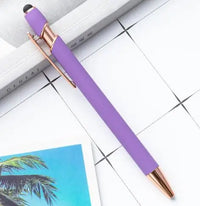 HKM-324307 2 in 1 Multifunctional Stylus and Metal Ballpoint Pen with Custom Logo, Soft Touch Rubber Body, Rose Gold Finish