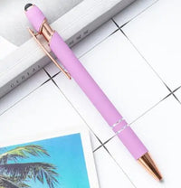 HKM-324307 2 in 1 Multifunctional Stylus and Metal Ballpoint Pen with Custom Logo, Soft Touch Rubber Body, Rose Gold Finish