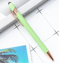 HKM-324307 2 in 1 Multifunctional Stylus and Metal Ballpoint Pen with Custom Logo, Soft Touch Rubber Body, Rose Gold Finish