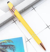 HKM-324307 2 in 1 Multifunctional Stylus and Metal Ballpoint Pen with Custom Logo, Soft Touch Rubber Body, Rose Gold Finish