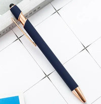 HKM-324307 2 in 1 Multifunctional Stylus and Metal Ballpoint Pen with Custom Logo, Soft Touch Rubber Body, Rose Gold Finish
