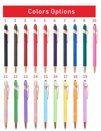 HKM-324307 2 in 1 Multifunctional Stylus and Metal Ballpoint Pen with Custom Logo, Soft Touch Rubber Body, Rose Gold Finish