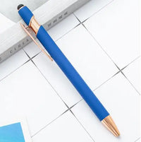 HKM-324307 2 in 1 Multifunctional Stylus and Metal Ballpoint Pen with Custom Logo, Soft Touch Rubber Body, Rose Gold Finish