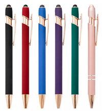 HKM-324307 2 in 1 Multifunctional Stylus and Metal Ballpoint Pen with Custom Logo, Soft Touch Rubber Body, Rose Gold Finish