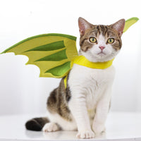 HKM-3243453 Halloween Pet Dinosaur Wings Costume for Cats and Dogs - Green Felt, Free Size