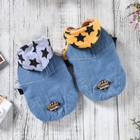 HKM-3243709 Reversible Denim Pet Jacket - Autumn/Winter Fashion in Yellow and Grey, Sizes XS to 2L