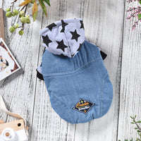 HKM-3243709 Reversible Denim Pet Jacket - Autumn/Winter Fashion in Yellow and Grey, Sizes XS to 2L