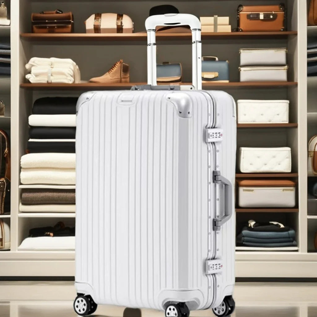 HKM-324563 Durable Aluminium Frame Trolley Suitcase with Integrated Password Lock