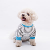 HKM-3247421 Striped Cotton Winter Coat for Dogs - Four-Legged Fashion in Red, Grey, and Blue