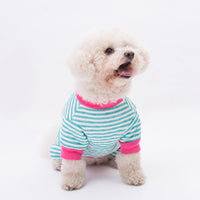 HKM-3247421 Striped Cotton Winter Coat for Dogs - Four-Legged Fashion in Red, Grey, and Blue