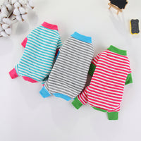 HKM-3247421 Striped Cotton Winter Coat for Dogs - Four-Legged Fashion in Red, Grey, and Blue