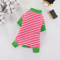 HKM-3247421 Striped Cotton Winter Coat for Dogs - Four-Legged Fashion in Red, Grey, and Blue