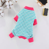 HKM-3247421 Striped Cotton Winter Coat for Dogs - Four-Legged Fashion in Red, Grey, and Blue