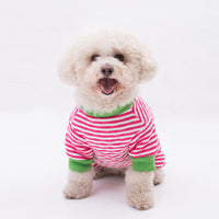 HKM-3247421 Striped Cotton Winter Coat for Dogs - Four-Legged Fashion in Red, Grey, and Blue