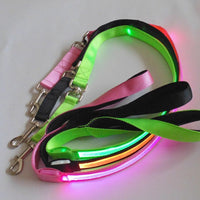 HKM-3248829 LED Fiber Optic Reflective Dog Leash with Manual Control for Day and Night Safety