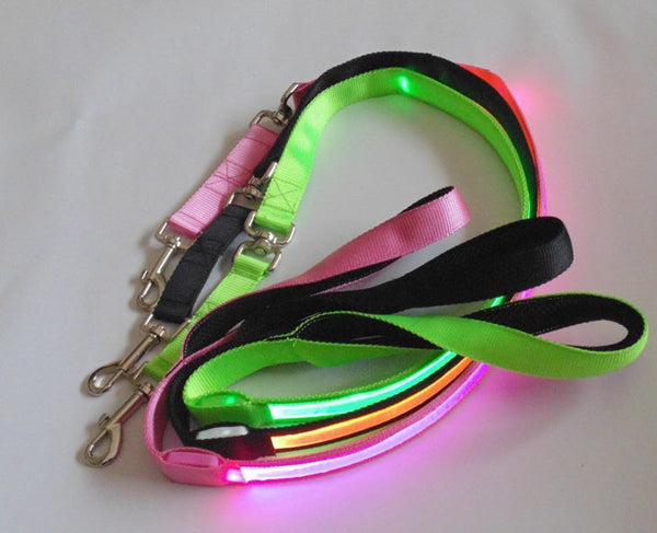 HKM-3248829 LED Fiber Optic Reflective Dog Leash with Manual Control for Day and Night Safety