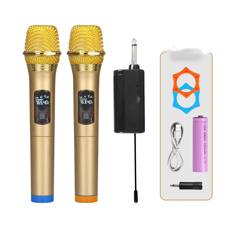 HKM-324883 Universal Handheld Microphone Set for Home and Stage Use with Rechargeable Battery and Accessories