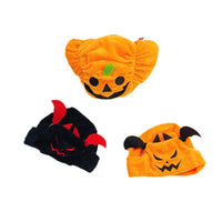 HKM-3249597 Halloween Cartoon Pet Hat Set - Pumpkin and Bat Designs in Orange and Black, Polyester Material, Scarf Sizes Available