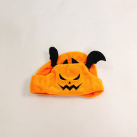 HKM-3249597 Halloween Cartoon Pet Hat Set - Pumpkin and Bat Designs in Orange and Black, Polyester Material, Scarf Sizes Available
