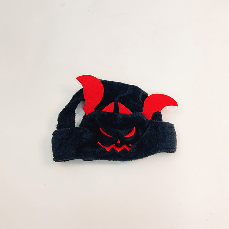 HKM-3249597 Halloween Cartoon Pet Hat Set - Pumpkin and Bat Designs in Orange and Black, Polyester Material, Scarf Sizes Available