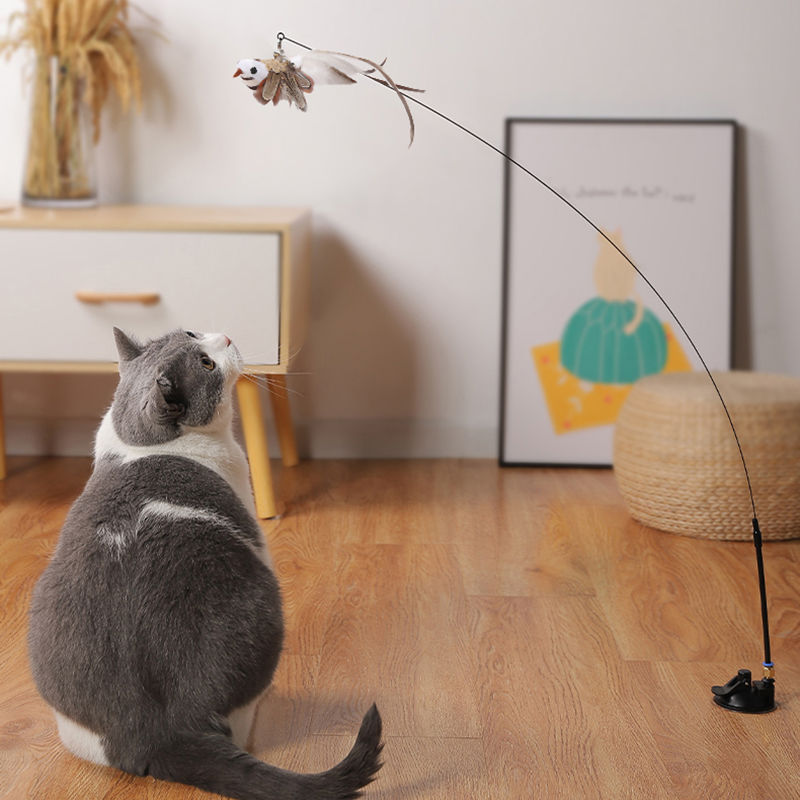 HKM-3249853 Replaceable Feather Cat Stick Toy with Handheld Rod and Accessories