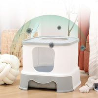 HKM-3250621 Closed Litter Basin Cat Toilet with Splash Prevention in Gray and Pink