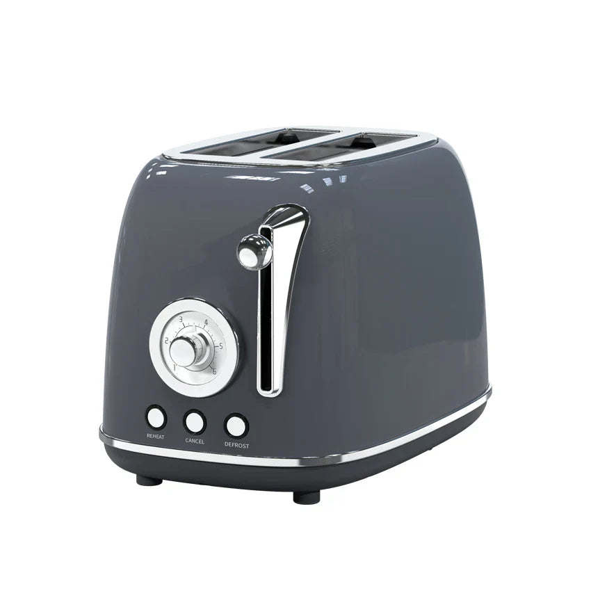 HKM-325075 Retro Stainless Steel 2-Slice Toaster with Sandwich Function