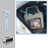 HKM-3251261 Portable Soft-Sided Pet Travel Carrier with Locking Zippers and Safety Belt, Folding Fabric Cage for Cats and Dogs