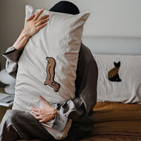 HKM-325139 Milk Coffee Plush Cotton Pillowcase with Three-Dimensional Embroidery - Available in Single and Double Sizes