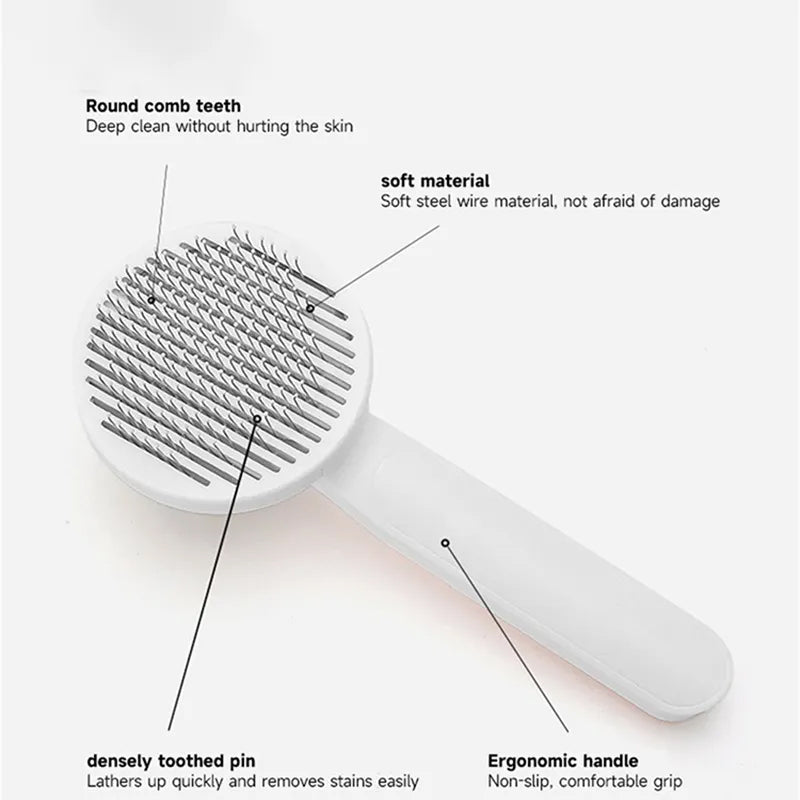 HKM-3252285 Self-Cleaning Slicker Brush for Dogs and Cats - Perfect for Long and Short Hair, Gentle Shedding and Grooming