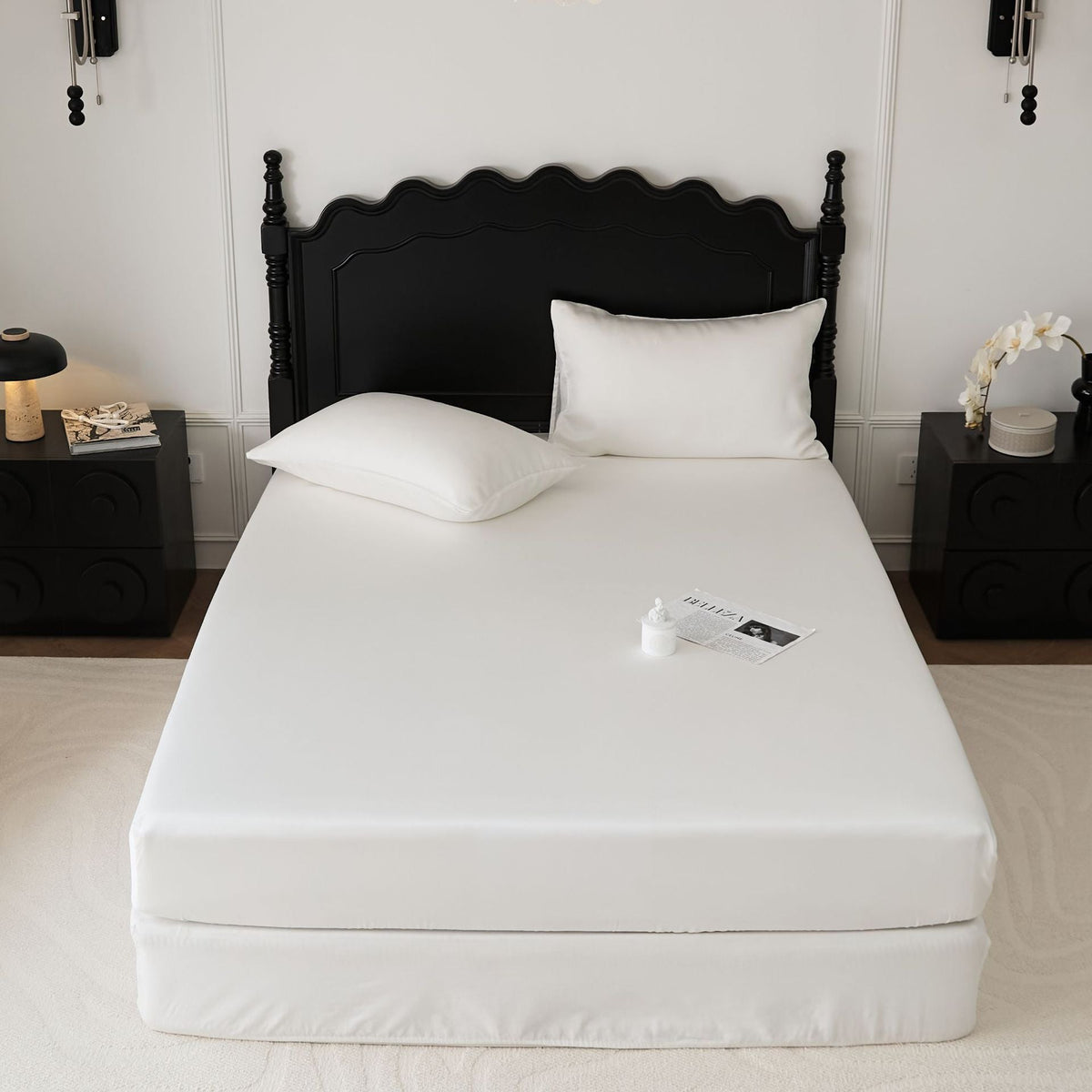 HKM-325331 Light Luxury Purple Lyocell Fiber Solid Color Bed Sheet
