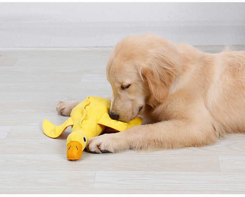 HKM-3254461 Cozy Yellow Fleece Stuffed Toy for Dogs - Sniffing, Training, and Companionship