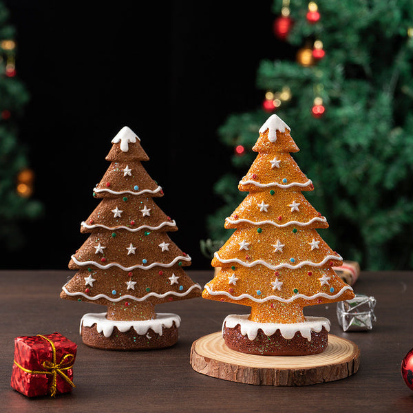 HKM-325459 Ginger Cake Christmas Tree Decoration - Resin Holiday Scene, 10.5x4x15.5 cm